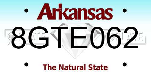 8GTE062 Arkansas License Plate