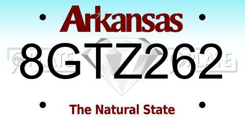 8GTZ262 Arkansas License Plate