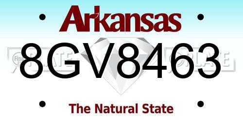 8GV8463 Arkansas License Plate