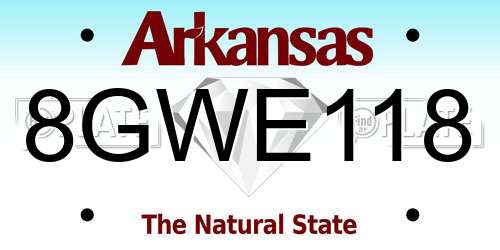 8GWE118 Arkansas License Plate