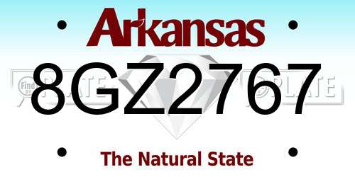 8GZ2767 Arkansas License Plate