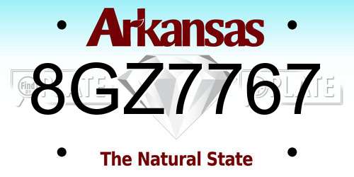 8GZ7767 Arkansas License Plate