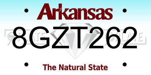 8GZT262 Arkansas License Plate