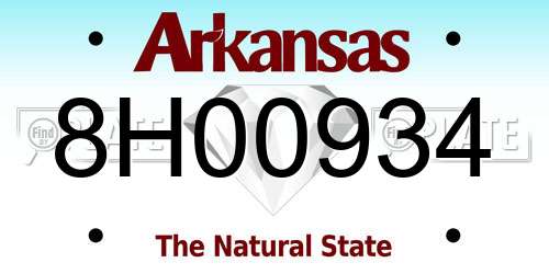 8H00934 Arkansas License Plate