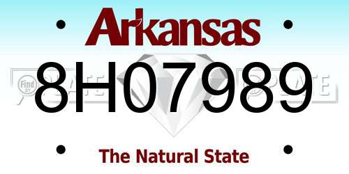 8H07989 Arkansas License Plate