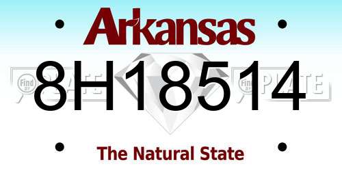 8H18514 Arkansas License Plate