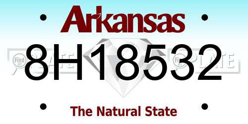 8H18532 Arkansas License Plate