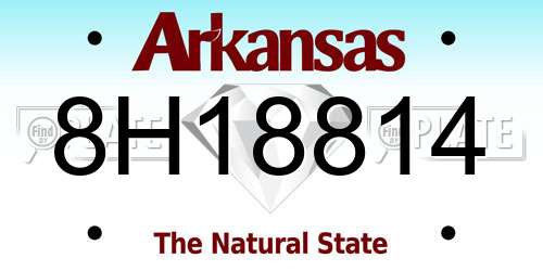 8H18814 Arkansas License Plate