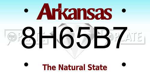 8H65B7 Arkansas License Plate