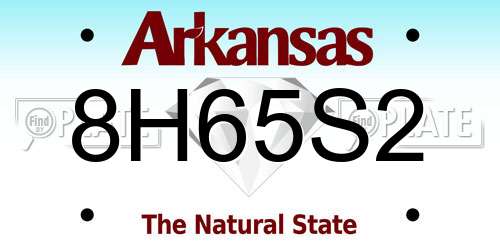 8H65S2 Arkansas License Plate