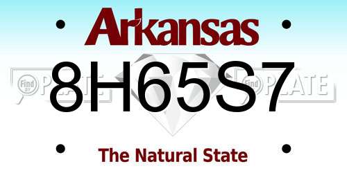 8H65S7 Arkansas License Plate
