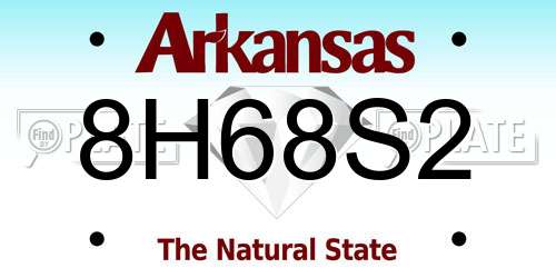8H68S2 Arkansas License Plate