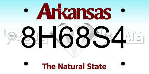 8H68S4 Arkansas License Plate