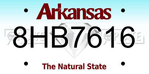 8HB7616 Arkansas License Plate