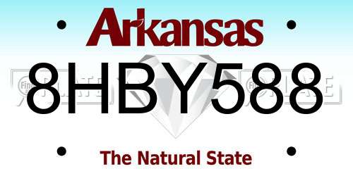 8HBY588 Arkansas License Plate