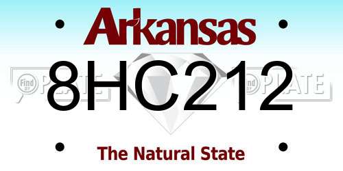 8HC212 Arkansas License Plate