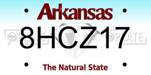 8HCZ17 Arkansas License Plate