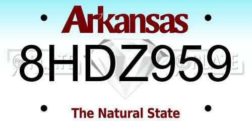 8HDZ959 Arkansas License Plate
