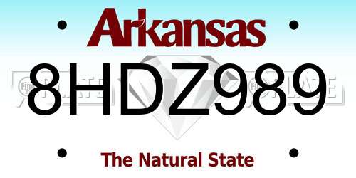 8HDZ989 Arkansas License Plate