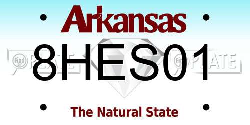 8HES01 Arkansas License Plate