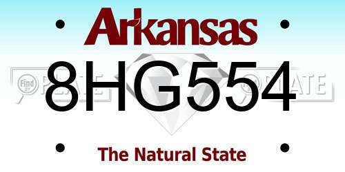 8HG554 Arkansas License Plate