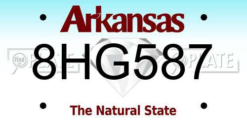 8HG587 Arkansas License Plate