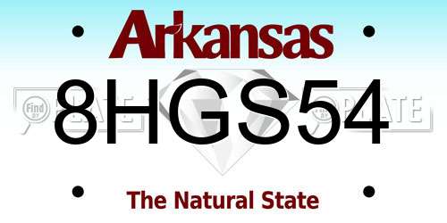 8HGS54 Arkansas License Plate