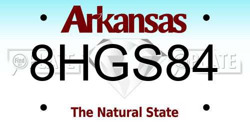 8HGS84 Arkansas License Plate