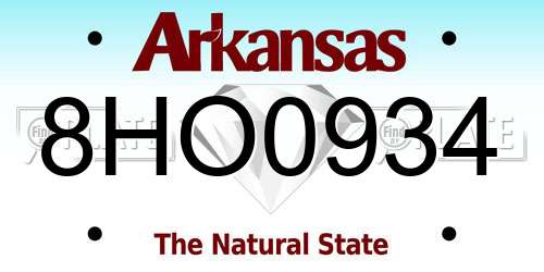 8HO0934 Arkansas License Plate
