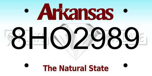 8HO2989 Arkansas License Plate