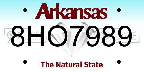 8HO7989 Arkansas License Plate