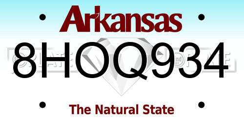 8HOQ934 Arkansas License Plate