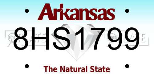 8HS1799 Arkansas License Plate