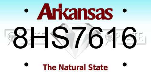 8HS7616 Arkansas License Plate