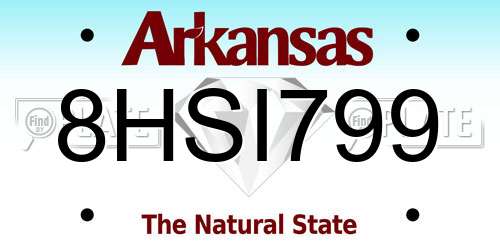 8HSI799 Arkansas License Plate