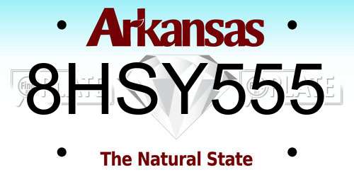 8HSY555 Arkansas License Plate