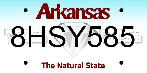 8HSY585 Arkansas License Plate