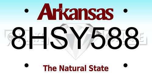 8HSY588 Arkansas License Plate