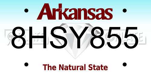 8HSY855 Arkansas License Plate