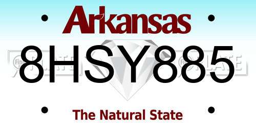 8HSY885 Arkansas License Plate