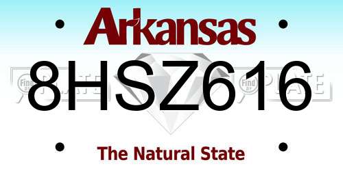 8HSZ616 Arkansas License Plate