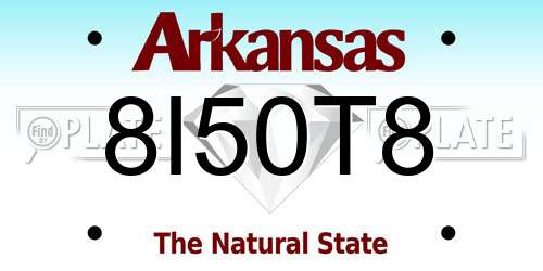 8I50T8 Arkansas License Plate
