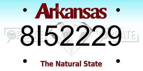8I52229 Arkansas License Plate