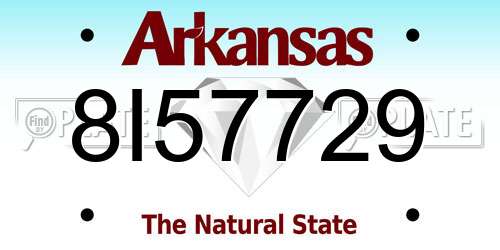 8I57729 Arkansas License Plate