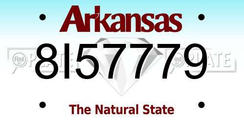 8I57779 Arkansas License Plate