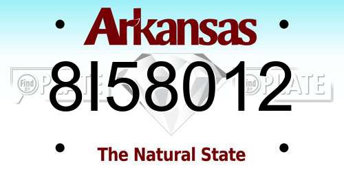 8I58012 Arkansas License Plate