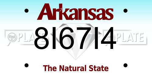 8I67I4 Arkansas License Plate