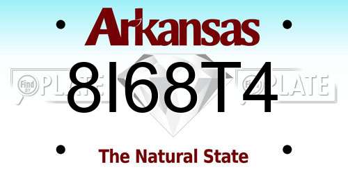 8I68T4 Arkansas License Plate