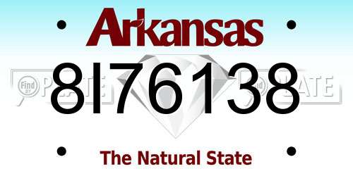 8I76138 Arkansas License Plate