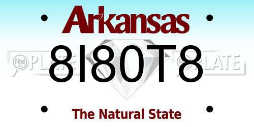 8I80T8 Arkansas License Plate